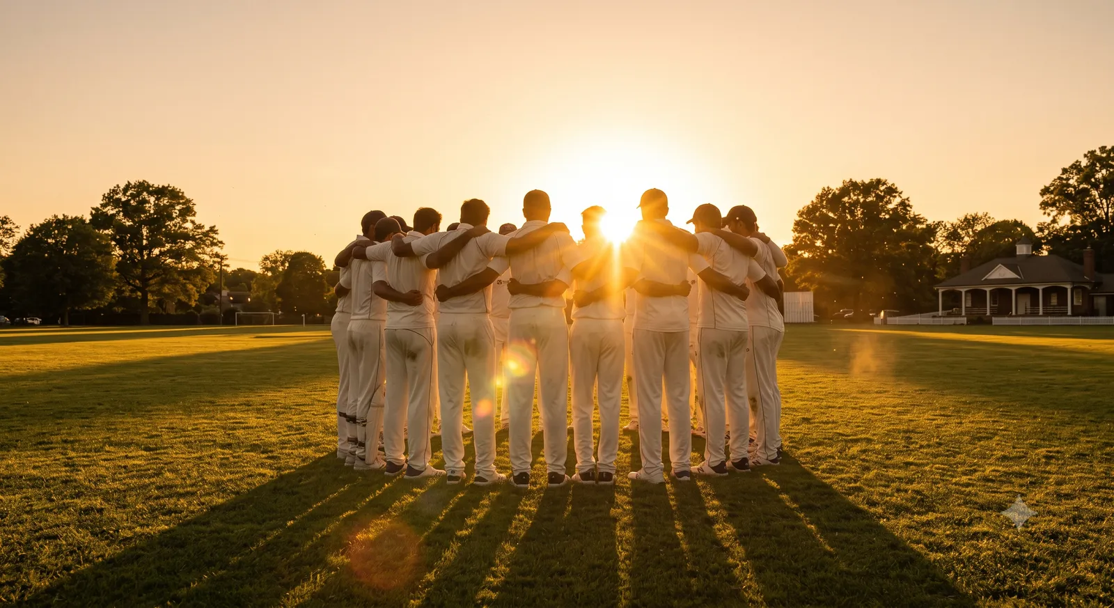 Players in a huddle before play